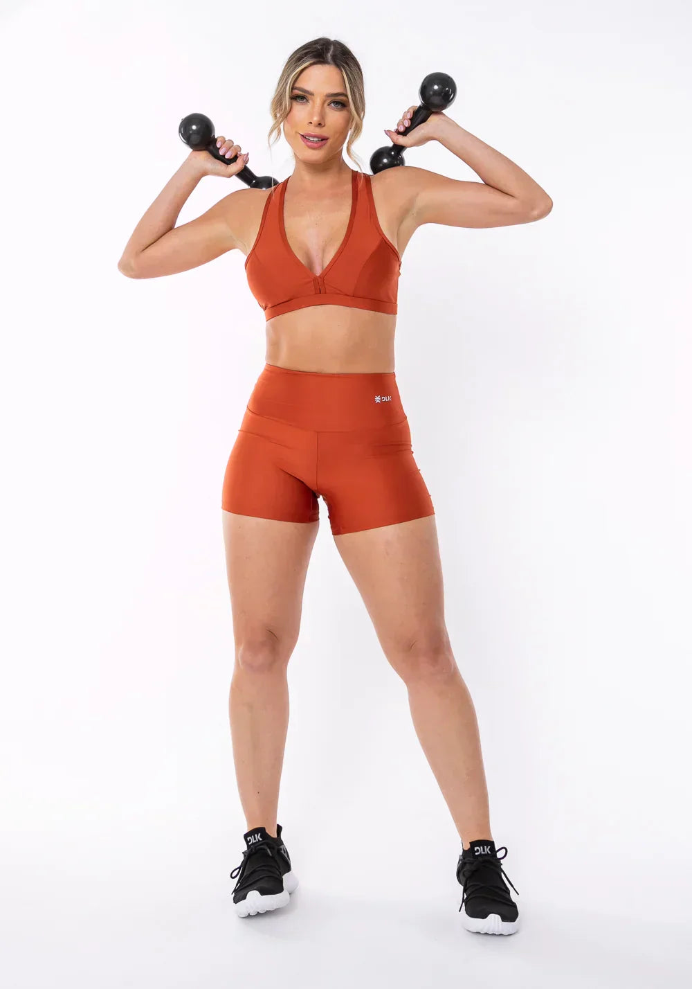 Conjunto Short + Top equilibrium laranja com cós largo