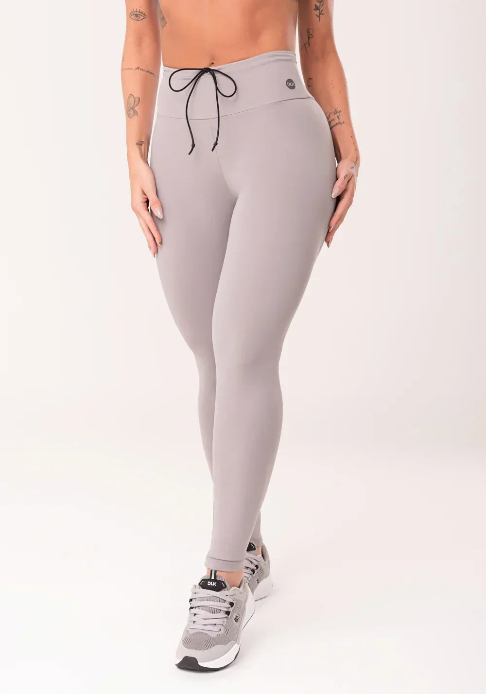 Conjunto Legging + Top fitness feminino cinza com bojo e alças finas oasis