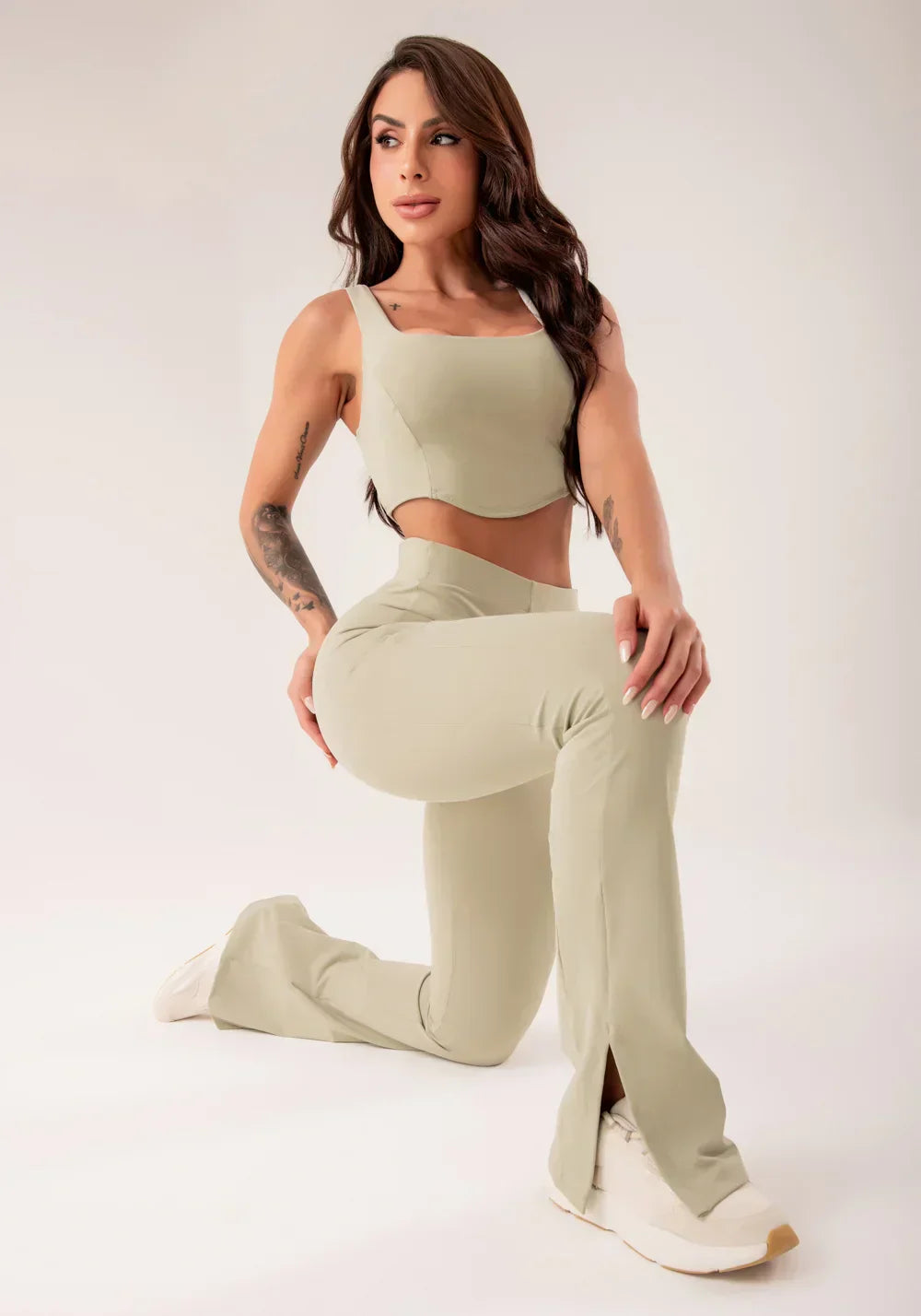 Conjunto Legging + Top corselet feminino oliva harmony