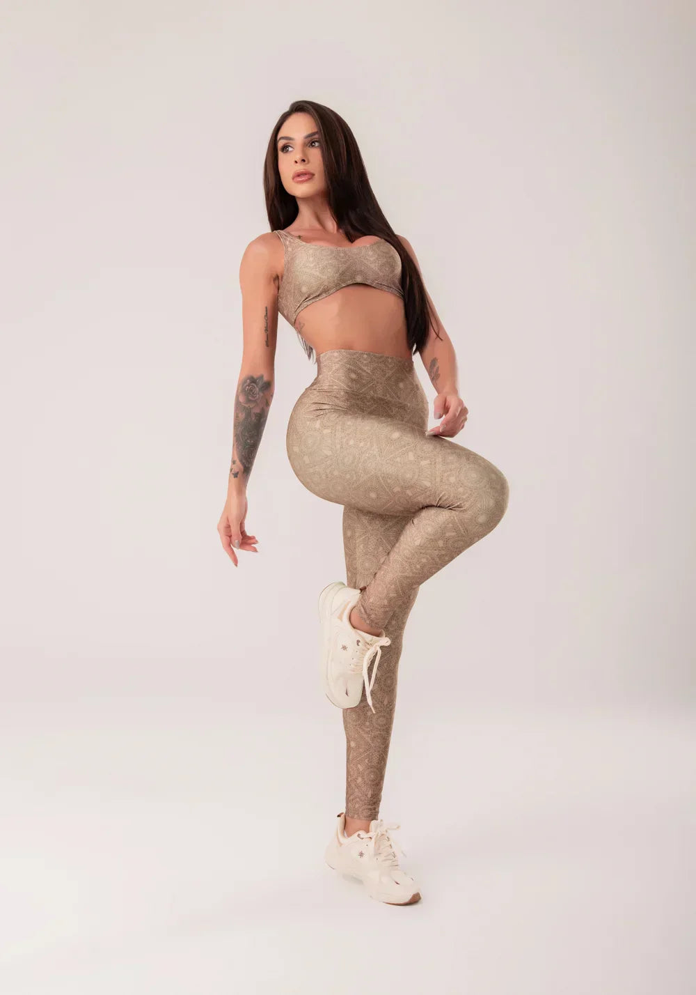 Conjunto Legging + Top fitness feminino anatômico estampado renovar astral
