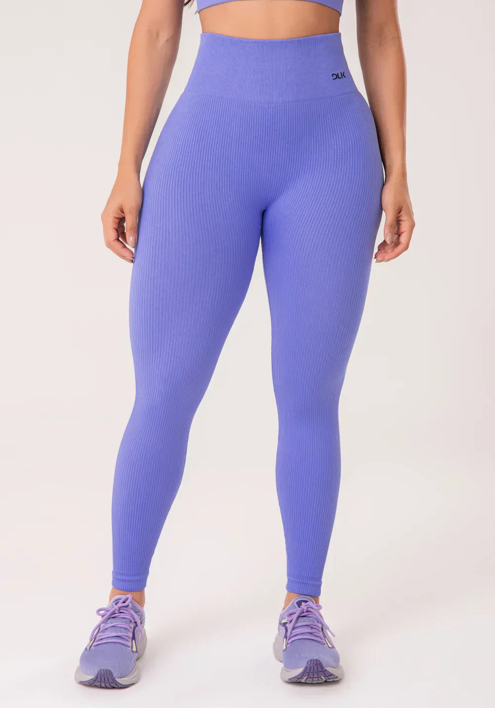 Conjunto Legging + Top fitness feminino azul hortênsia canelado com bojo e detalhe vazado seamless+